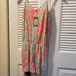 Lilly Pulitzer Pink and Green Floral Romper